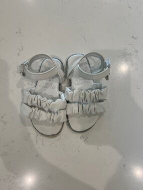 Vince Camuto White Ruched Double-Strap Girls' Sandals